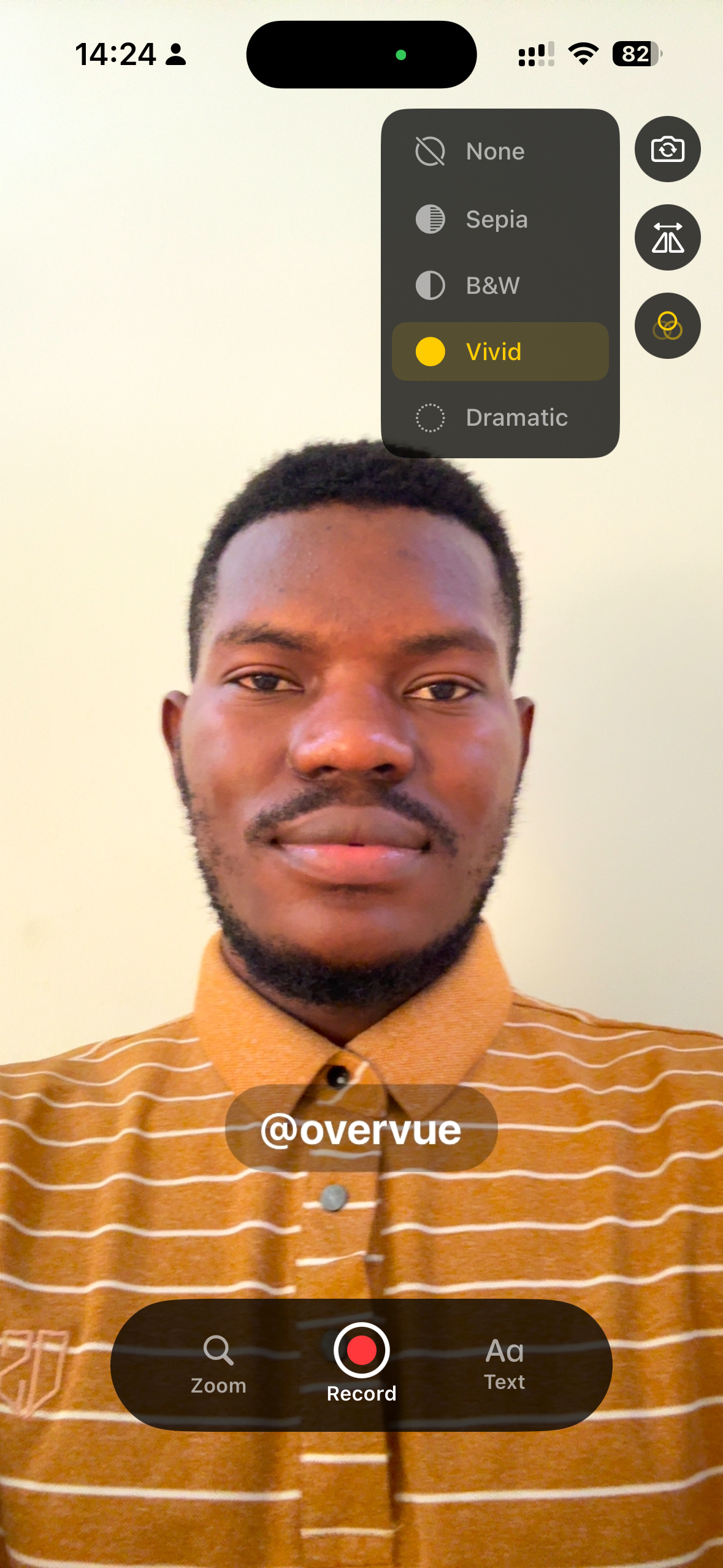Overvue live filter selector
