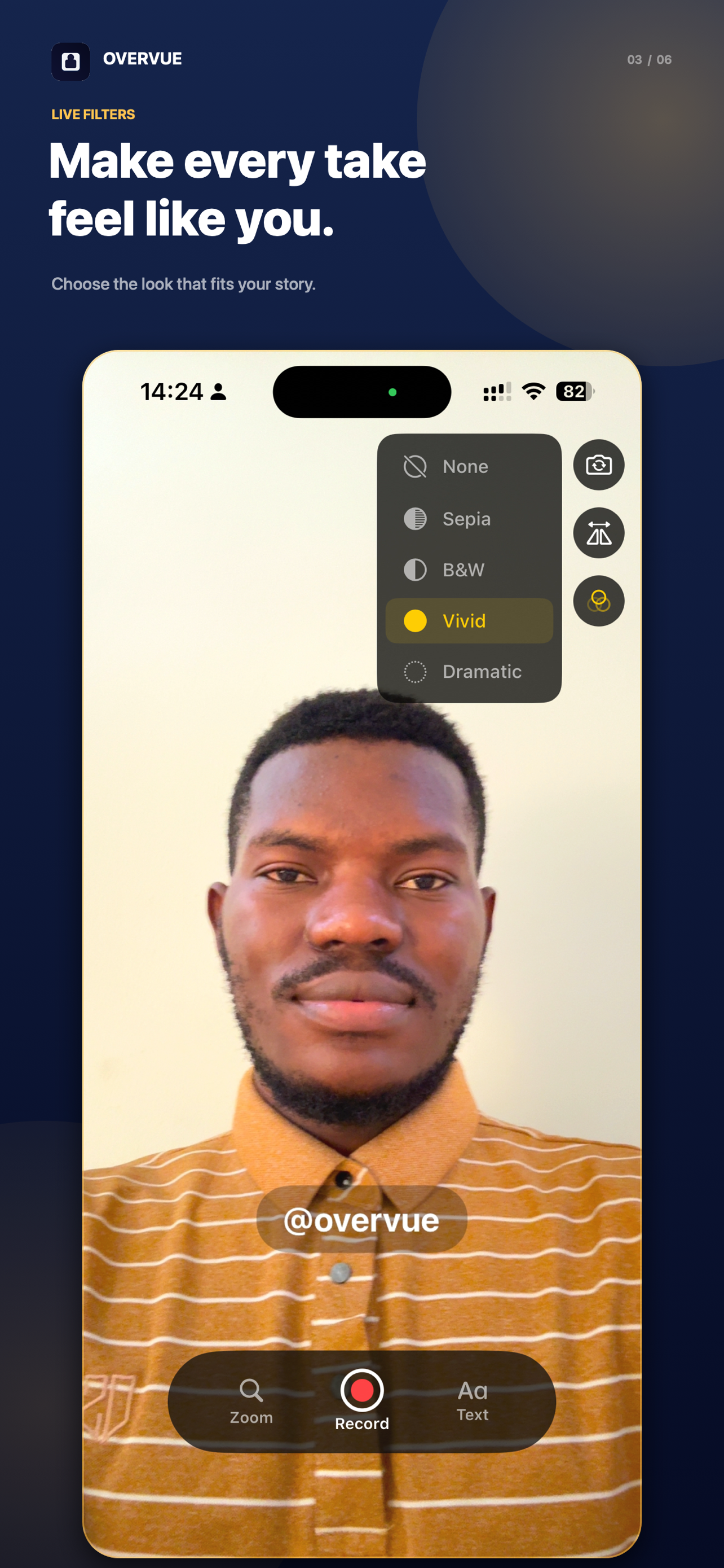 Overvue live video filters